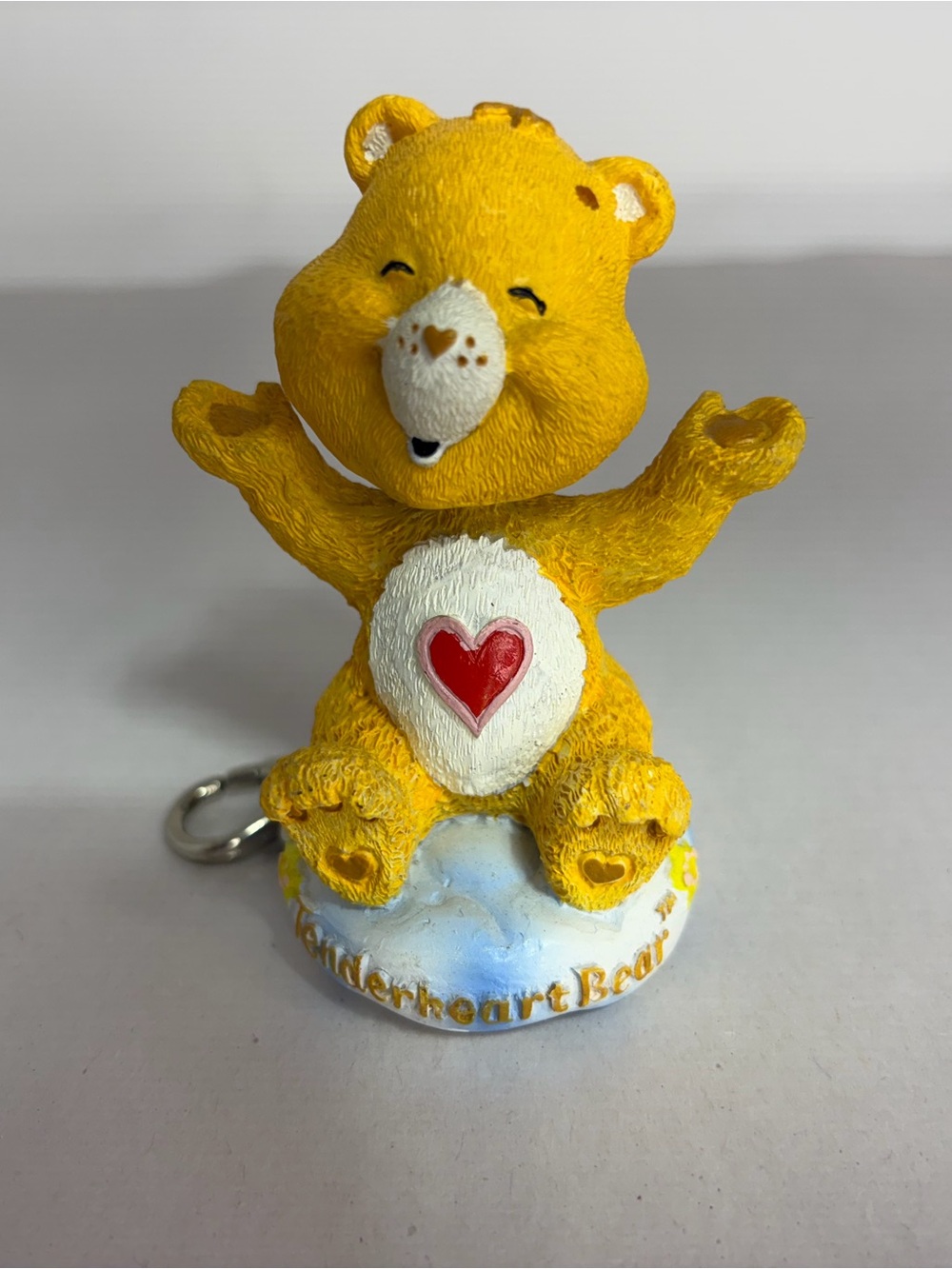 2002 Care Bears Wobbling Head Bobble Doll Bedtime Keychain Tenderheart Bear